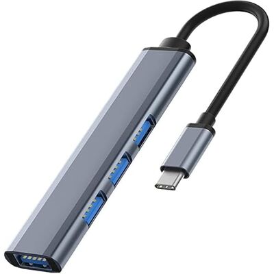 Magnet 4-poorts USB-hub, 4-in-1 met 1 x USB 3.0 en 3 x USB 2.0, zilvergrijs, voor laptops met iOS, WS en andere interface-apparaten (USB-C-hub) Magnet 4-poorts USB-hub, 4-in-1 met 1 x USB 3.0 en 3 x USB 2.0, zilvergrijs, voor laptops met iOS, WS en andere interface-apparaten (USB-C-hub)
