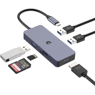OOTDAY USB C-hub, 6-in-1 multipoort-adapter, USB C ethernet adapter met Affichage 4K HDMI, USB A 3.0, USB C multiport voor Surface en meer type C-apparaten OOTDAY USB C-hub, 6-in-1 multipoort-adapter, USB C ethernet adapter met Affichage 4K HDMI, USB A 3.0, USB C multiport voor Surface en meer type C-apparaten