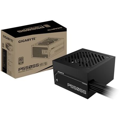 Gigabyte P550SS voeding PCIe 5.0, 80 Plus Silver, volledig modulair ontwerp, 120 mm ventilator, ATX 3.0 compatibel, EU-stekker Gigabyte P550SS voeding PCIe 5.0, 80 Plus Silver, volledig modulair ontwerp, 120 mm ventilator, ATX 3.0 compatibel, EU-stekker