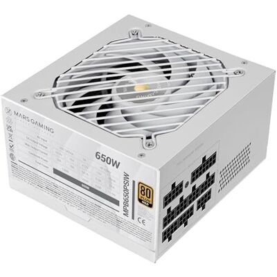 Mars Gaming MPB650PSI, PC-Voeding Full Modular 650W, 10 Jaar Garantie, 80Plus Gold 90%, Ventilator SI Extreme Silence, AI2-RPM, DC-DC en SMD Technologieën, ATX 3.1 en PCIe 5.1, Wit Mars Gaming MPB650PSI, PC-Voeding Full Modular 650W, 10 Jaar Garantie, 80Plus Gold 90%, Ventilator SI Extreme Silence, AI2-RPM, DC-DC en SMD Technologieën, ATX 3.1 en PCIe 5.1, Wit