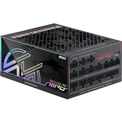 MSI MEG Ai1300TS PCIE5 ATX 3.1, 80 Plus Titanium modulaire voeding 1300 W, stil, compatibel met PCIe 5.1, GPU Safeguard+, Fan Safeguard, native 12V-2x6 tweekleurige connectoren MSI MEG Ai1300TS PCIE5 ATX 3.1, 80 Plus Titanium modulaire voeding 1300 W, stil, compatibel met PCIe 5.1, GPU Safeguard+, Fan Safeguard, native 12V-2x6 tweekleurige connectoren