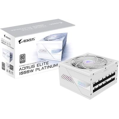 Gigabyte AORUS Elite P1000W Ice voeding PCIe 5.0, 80 Plus Platinum, volledig modulair design, 120 mm ventilator, ATX 3.0-compatibel, EU-stekker Gigabyte AORUS Elite P1000W Ice voeding PCIe 5.0, 80 Plus Platinum, volledig modulair design, 120 mm ventilator, ATX 3.0-compatibel, EU-stekker