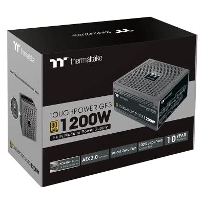 Thermaltake Toughpower GF 3 1200W PC ATX 3.0-voeding PCIe Gen 5.0 80-plus-goud volledig modulair stil 140 ventilator EU-gecertificeerd, Zwart Thermaltake Toughpower GF 3 1200W PC ATX 3.0-voeding PCIe Gen 5.0 80-plus-goud volledig modulair stil 140 ventilator EU-gecertificeerd, Zwart
