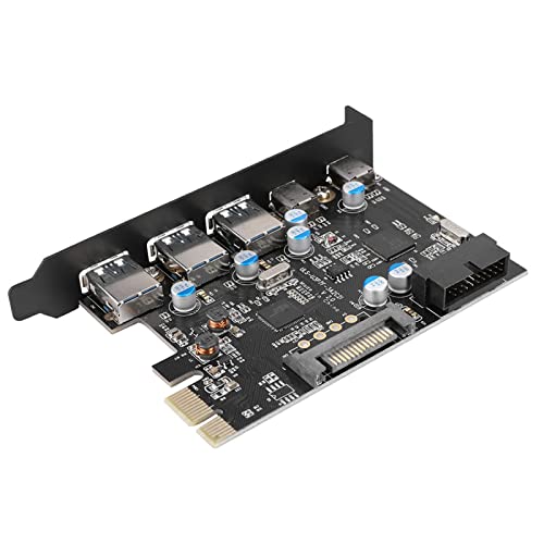 Akozon Vijf Poort Usb Pcie Specifieke Kaart, Usb Three. Soort C Naar Pci e Uitbreidingskaart Interfacekaart, Multifunctionele 3 Poort Usb3. 2 Poort Soort C Pci e Adapterkaart voor Xp