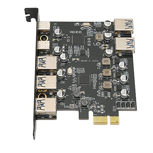 Mrisata Pci E Naar Type C2 Type-A5 USB 3.0-Uitbreidingskaart USB Pci Express-kaart Harde Schijf-Uitbreidingskaart Uitbreidingskaart Pci E Naar USB-uitbreidingskaart 7 Poorten 5 Gbps USB