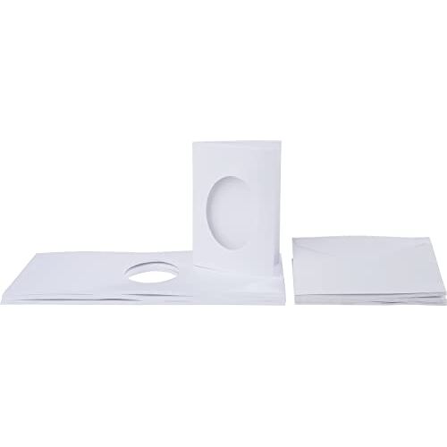 VBS Passe-partoutkaarten, ovaal, DIN A6, wit, met bijpassende enveloppen, fotoalbum, uitnodigingskaarten, bruiloftsuitnodigingen, 30 stuks