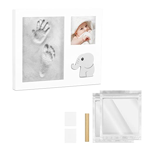 Navaris Handafdruk en Voetafdruk Kit Set met Fotolijst en Klei voor het Gieten van de Baby's Hand- en Voetafdrukken Olifant Ontwerp