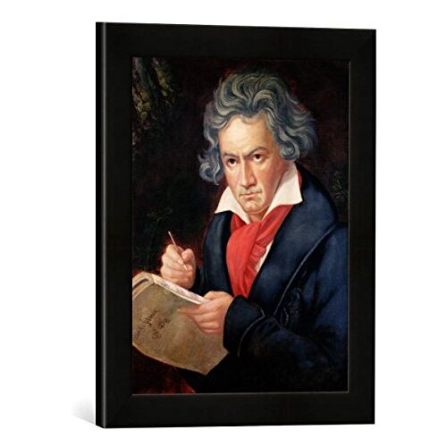 kunst für alle Ingelijste afbeelding van Joseph Karl Stieler Ludwig Van Beethoven (1770-1827) Composing his 'Missa Solemnis', 1819", kunstdruk in hoogwaardige handgemaakte fotolijst, 30x40 cm, zwart mat