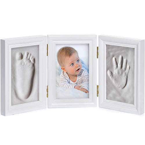 GOODS+GADGETS Baby fotolijst gipsafdrukset Gips fotolijst voor handafdruk voetafdruk & foto's; 3-delig. wit
