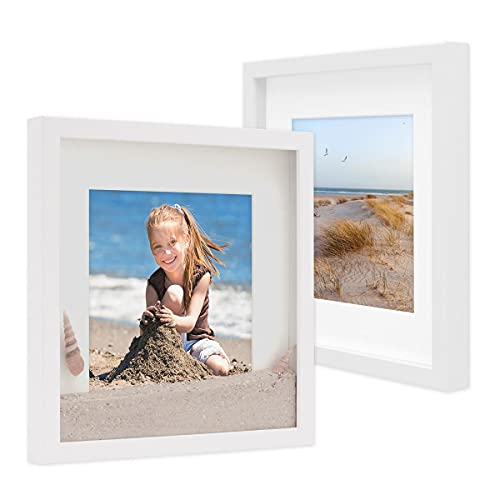 Photolini Set van 2 3D-fotolijsten diep objectframe 30x30 cm wit voor het vullen van objecten met passe-partout modern