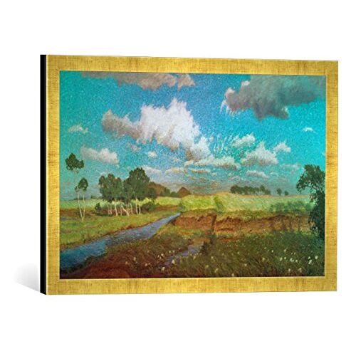 kunst für alle Ingelijste foto van Fritz Overbeck "Sommerwolken", kunstdruk in hoogwaardige handgemaakte fotolijst, 60x40 cm, Gold Raya