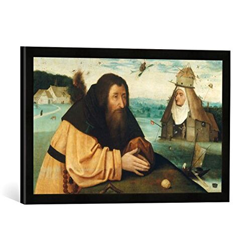 kunst für alle Ingelijste afbeelding van Hieronymus Bosch De verleiding van Sint Antonius, kunstdruk in hoogwaardige handgemaakte fotolijst, 60 x 40 cm, mat zwart