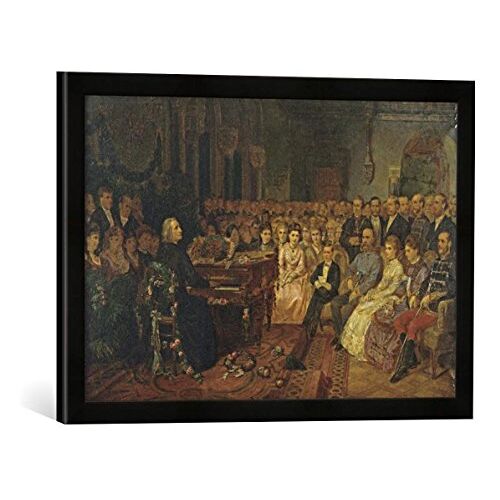 kunst für alle Ingelijste afbeelding van Franz Schams Franz Liszt in de Redoutenzaal in Boedapest, kunstdruk in hoogwaardige handgemaakte fotolijst, 60 x 40 cm, mat zwart