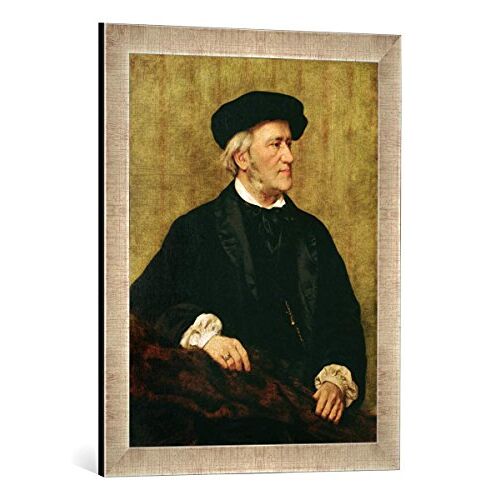 kunst für alle Ingelijste afbeelding van Giuseppe Tivoli Portrait of Richard Wagner (1813-83) 1883 inch, kunstdruk in hoogwaardige handgemaakte fotolijst, 40 x 60 cm, zilver Raya