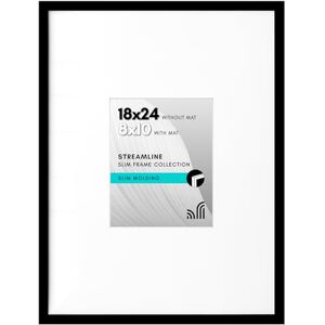 Americanflat Posterlijst in zwart, te gebruiken als 20 x 24 cm fotolijst met mat of 18 x 24 lijst zonder mat, dunne rand fotolijst met plexiglas cover, verticale of horizontale muurweergave Americanflat Posterlijst in zwart, te gebruiken als 20 x 24 cm fotolijst met mat of 18 x 24 lijst zonder mat, dunne rand fotolijst met plexiglas cover, verticale of horizontale muurweergave