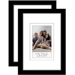 Americanflat Set van 2 fotolijsten 4 x 15 cm te gebruiken als 2 x 3 frames voor het direct printen van foto's, mini-fotolijst met dubbele witte mat, onbreekbaar glas en schildersezel voor wand- en Americanflat Set van 2 fotolijsten 4 x 15 cm te gebruiken als 2 x 3 frames voor het direct printen van foto's, mini-fotolijst met dubbele witte mat, onbreekbaar glas en schildersezel voor wand- en