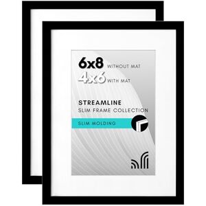 Americanflat Fotolijst met breukvast glas 15 x 20 cm, set van 2, voor foto‘s van 10 x 15 met passe-partout, 15 x 20 zonder passe-partout, Streamline collectie, voor wand of tafel, zwart Americanflat Fotolijst met breukvast glas 15 x 20 cm, set van 2, voor foto‘s van 10 x 15 met passe-partout, 15 x 20 zonder passe-partout, Streamline collectie, voor wand of tafel, zwart