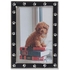 Lawrence Frames 4x6 zilver metaal en zwart emaille fotolijst, poot print ontwerp Lawrence Frames 4x6 zilver metaal en zwart emaille fotolijst, poot print ontwerp