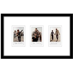 Americanflat 7 x 12 cm zwarte fotolijst, instant-mini-filmlijst met drie openingen voor fotolijsten, collage-fotolijst met dubbele witte mat, ezel en onbreekbare glazen hoes Americanflat 7 x 12 cm zwarte fotolijst, instant-mini-filmlijst met drie openingen voor fotolijsten, collage-fotolijst met dubbele witte mat, ezel en onbreekbare glazen hoes