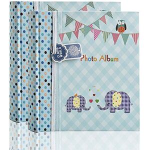 ARPAN Babyfotoalbum voor 200 foto's voor de doop, babyparty, cadeau voor familie, blauwe olifant kinderen, 24 x 8 x 24 ARPAN Babyfotoalbum voor 200 foto's voor de doop, babyparty, cadeau voor familie, blauwe olifant kinderen, 24 x 8 x 24