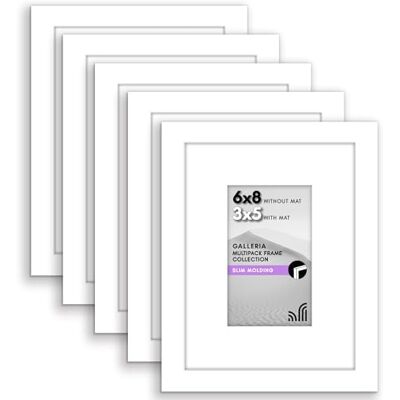 Americanflat 6x8 fotolijst met gepolijst plexiglas Set van 5 te gebruiken als 3x5 lijst met mat of 6x8 lijst zonder mat Galleria Collection Galerijlijsten voor tafelblad en wanddisplay wit Americanflat 6x8 fotolijst met gepolijst plexiglas Set van 5 te gebruiken als 3x5 lijst met mat of 6x8 lijst zonder mat Galleria Collection Galerijlijsten voor tafelblad en wanddisplay wit