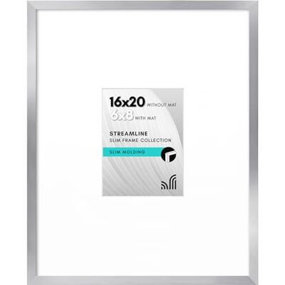 Americanflat 16x20 zilver fotolijst 16x20 frame met plexiglas cover en dunne rand voor 16x20 foto's of 6x8 foto's met mat verticale of horizontale wandweergave Americanflat 16x20 zilver fotolijst 16x20 frame met plexiglas cover en dunne rand voor 16x20 foto's of 6x8 foto's met mat verticale of horizontale wandweergave
