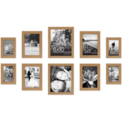 Americanflat 10-delige fotolijstenset in donker eiken twee lijsten van 8 x 10 cm, vier lijsten van 7 x 5 cm, vier 6 x 4 fotolijsten collage fotolijsten voor muur met horizontale en verticale Americanflat 10-delige fotolijstenset in donker eiken twee lijsten van 8 x 10 cm, vier lijsten van 7 x 5 cm, vier 6 x 4 fotolijsten collage fotolijsten voor muur met horizontale en verticale