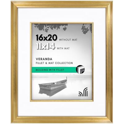 Americanflat 16x20 fotolijst met decoratieve binnenmat Accent Geeft 11x14 foto's met mat of 16x20 zonder veranda collectie gouden vintage lijsten met gepolijst plexiglas Americanflat 16x20 fotolijst met decoratieve binnenmat Accent Geeft 11x14 foto's met mat of 16x20 zonder veranda collectie gouden vintage lijsten met gepolijst plexiglas