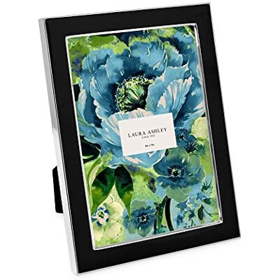 Laura Ashley 5x7 Black Enamel Picture Frame, Silver Metal Edge with Easel, for Countertop, Counterspace, Tabletop Display, Bookshelf, Desk, Wall Décor, Photo Gallery (5x7, Black W/Silver) Laura Ashley 5x7 Black Enamel Picture Frame, Silver Metal Edge with Easel, for Countertop, Counterspace, Tabletop Display, Bookshelf, Desk, Wall Décor, Photo Gallery (5x7, Black W/Silver)