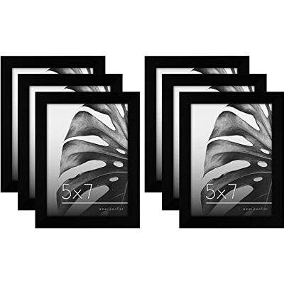 Americanflat 5x7 fotolijst met gepolijst plexiglas Set van 6 Signature Collection fotolijsten met bewerkt hout galerij wandframeset voor tafelblad en wanddisplay zwart Americanflat 5x7 fotolijst met gepolijst plexiglas Set van 6 Signature Collection fotolijsten met bewerkt hout galerij wandframeset voor tafelblad en wanddisplay zwart