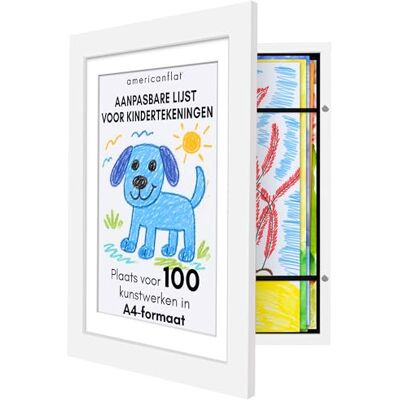 Americanflat A4 Kinderkunstlijst Voorkantopening De lijst is A4 met Passe-partout of 25,5x32 cm Zonder Passe-partout Mijn Mini Meesterwek Ruimte voor 100 Kunstwerken Wit Americanflat A4 Kinderkunstlijst Voorkantopening De lijst is A4 met Passe-partout of 25,5x32 cm Zonder Passe-partout Mijn Mini Meesterwek Ruimte voor 100 Kunstwerken Wit