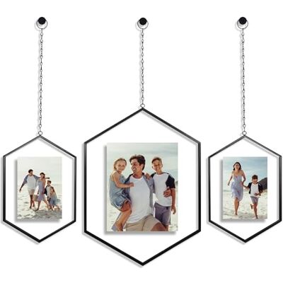 Americanflat Metalen zwevend frame met ketting Set van 3. Te gebruiken als lijst van 20 x 25 cm of 16 x 18 cm. Geperste bloemendisplay voor wanddecoratie, elegante zwarte lijst met onbreekbaar glas Americanflat Metalen zwevend frame met ketting Set van 3. Te gebruiken als lijst van 20 x 25 cm of 16 x 18 cm. Geperste bloemendisplay voor wanddecoratie, elegante zwarte lijst met onbreekbaar glas