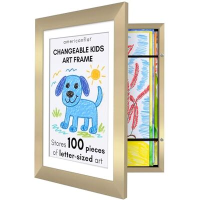 Americanflat Fotolijst voor tekeningen voor kinderen (goud) – voor tekeningen met afmetingen 21,5 x 28 cm met passe-partout en 25,4 x 31,7 cm zonder passe-partout – MDF-composiet en onbreekbaar glas Americanflat Fotolijst voor tekeningen voor kinderen (goud) – voor tekeningen met afmetingen 21,5 x 28 cm met passe-partout en 25,4 x 31,7 cm zonder passe-partout – MDF-composiet en onbreekbaar glas