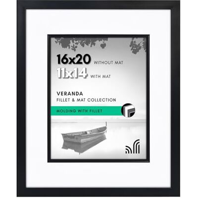 Americanflat 16x20 fotolijst met decoratieve binnenmat accent toont 11x14 foto's met mat of 16x20 zonder veranda collectie zwart statement lijst met gepolijst plexiglas Americanflat 16x20 fotolijst met decoratieve binnenmat accent toont 11x14 foto's met mat of 16x20 zonder veranda collectie zwart statement lijst met gepolijst plexiglas