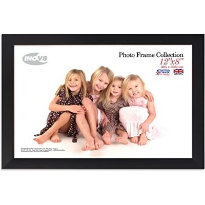 INOV8 Britse gemaakt traditionele afbeelding/fotolijst, satijn zwart, 12x8", 1PK INOV8 Britse gemaakt traditionele afbeelding/fotolijst, satijn zwart, 12x8", 1PK