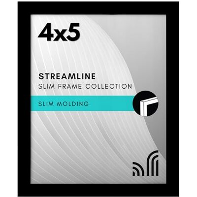 Americanflat 4 x 5 fotolijst in zwart, dunne rand fotolijst met breukvast glas, hangende hardware en schildersezel voor horizontale en verticale weergaveformaten voor muur en tafelblad Americanflat 4 x 5 fotolijst in zwart, dunne rand fotolijst met breukvast glas, hangende hardware en schildersezel voor horizontale en verticale weergaveformaten voor muur en tafelblad