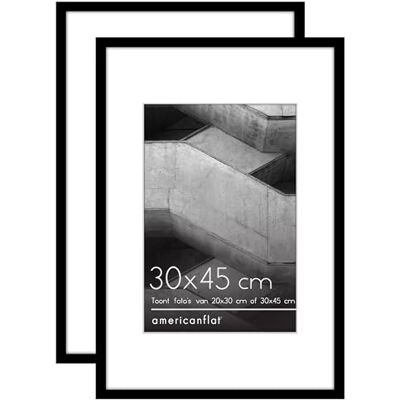 Americanflat 30x45 cm Fotolijst met Schokbestendig Glas Gebruik als 20x30 cm Lijst met Passe-partout of 30x45 cm Foto Zonder Passe-partout Streamline Collectie Zwart Set van 2 Americanflat 30x45 cm Fotolijst met Schokbestendig Glas Gebruik als 20x30 cm Lijst met Passe-partout of 30x45 cm Foto Zonder Passe-partout Streamline Collectie Zwart Set van 2