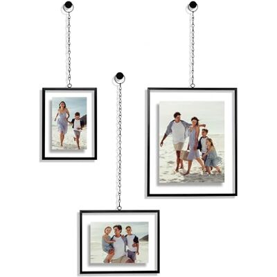 Americanflat Metalen zwevend frame met ketting Set van 3. Te gebruiken als lijst van 20 x 25 cm, 16 x 18 cm of 10 x 15 cm, geperste bloemendisplay voor muurdecoratie, elegante zwarte lijst met Americanflat Metalen zwevend frame met ketting Set van 3. Te gebruiken als lijst van 20 x 25 cm, 16 x 18 cm of 10 x 15 cm, geperste bloemendisplay voor muurdecoratie, elegante zwarte lijst met