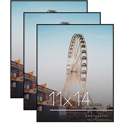 Americanflat Voorlader 11x14 fotolijsten in zwart Set van 3 dunne frameloze kunststof frames met breekbaar glas horizontale en verticale formaten voor muur Americanflat Voorlader 11x14 fotolijsten in zwart Set van 3 dunne frameloze kunststof frames met breekbaar glas horizontale en verticale formaten voor muur
