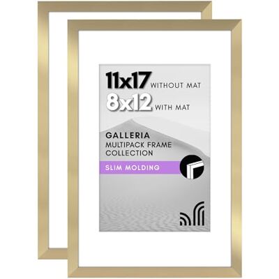 Americanflat Set van 5 x 17 cm (11 x 17 cm), goud te gebruiken als 8 x 12 fotolijst met mat of 11 x 17 lijst zonder mat, collage-fotolijsten met plexiglas cover voor horizontale of verticale Americanflat Set van 5 x 17 cm (11 x 17 cm), goud te gebruiken als 8 x 12 fotolijst met mat of 11 x 17 lijst zonder mat, collage-fotolijsten met plexiglas cover voor horizontale of verticale
