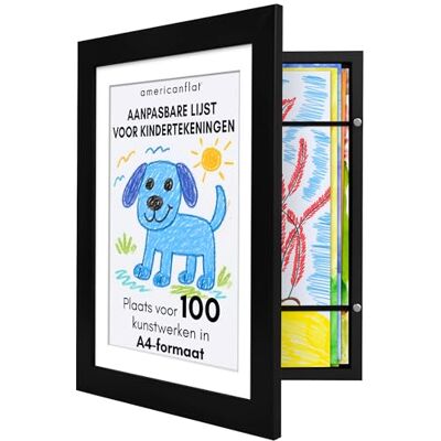 Americanflat A4 Kinderkunstlijst Voorkantopening De lijst is A4 met Passe-partout of 25,5x32 cm Zonder Passe-partout Mijn Mini Meesterwek Ruimte voor 100 Kunstwerken Zwart Americanflat A4 Kinderkunstlijst Voorkantopening De lijst is A4 met Passe-partout of 25,5x32 cm Zonder Passe-partout Mijn Mini Meesterwek Ruimte voor 100 Kunstwerken Zwart