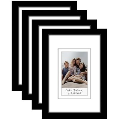 Americanflat 4x6 Picture Frame Set of 4 Use as 2x3 Frame with Mat for Instant-Print Photos Black Mini Picture Frames for Tabletop and Wall Display with Shatter-Resistant Glass Americanflat 4x6 Picture Frame Set of 4 Use as 2x3 Frame with Mat for Instant-Print Photos Black Mini Picture Frames for Tabletop and Wall Display with Shatter-Resistant Glass