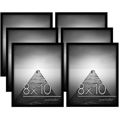 Americanflat 6 Pack 8x10 zwarte fotolijsten met gepolijst glas horizontale en verticale formaten voor muur en tafelblad Americanflat 6 Pack 8x10 zwarte fotolijsten met gepolijst glas horizontale en verticale formaten voor muur en tafelblad