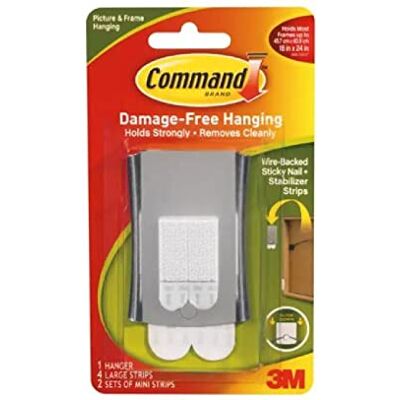 Command Metalen universele fotohanger schadevrij hangend voor afbeeldingen, frames, spiegels en klokken geschikt voor maximaal 3,6 kg Command Metalen universele fotohanger schadevrij hangend voor afbeeldingen, frames, spiegels en klokken geschikt voor maximaal 3,6 kg