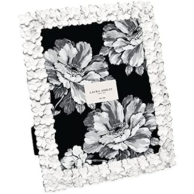 Laura Ashley 8x10 White & SIlver Flower Textured Hand-Crafted Resin Picture Frame w/Easel & Hook for Tabletop & Wall Display, Decorative Floral Design Home Décor, Photo Gallery, Art (8x10, White/Silver) Laura Ashley 8x10 White & SIlver Flower Textured Hand-Crafted Resin Picture Frame w/Easel & Hook for Tabletop & Wall Display, Decorative Floral Design Home Décor, Photo Gallery, Art (8x10, White/Silver)