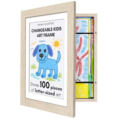 Americanflat A4 Kinderkunstlijst in licht hout te gebruiken als 25 x 32 cm lijst zonder houder kinderkunstwerk-display fotolijst opening aan de voorkant voor kinderkunstwerken voor 100 Americanflat A4 Kinderkunstlijst in licht hout te gebruiken als 25 x 32 cm lijst zonder houder kinderkunstwerk-display fotolijst opening aan de voorkant voor kinderkunstwerken voor 100