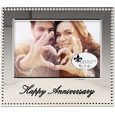 Lawrence Frames Lawrence 4x6 Happy Anniversary fotolijst, zilver Lawrence Frames Lawrence 4x6 Happy Anniversary fotolijst, zilver