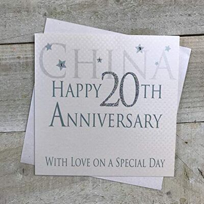 WHITE COTTON CARDS "China Happy 20e verjaardag met liefde op een speciale dag handgemaakte kaart WHITE COTTON CARDS "China Happy 20e verjaardag met liefde op een speciale dag handgemaakte kaart