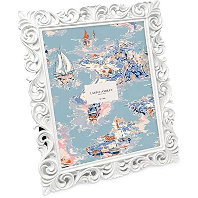Laura Ashley 8x10 White Vintage Inspired Resin Scroll Design Picture Frame with Thin Border, Horizontal & Vertical for Tabletop and Wall Display, Home Décor (8x10, White) Laura Ashley 8x10 White Vintage Inspired Resin Scroll Design Picture Frame with Thin Border, Horizontal & Vertical for Tabletop and Wall Display, Home Décor (8x10, White)