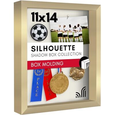 Americanflat Shadow Box Frame in goud met zachte linnen achterkant composiethout met gepolijst glas horizontale en verticale formaten voor wand en tafelblad 11 x 14 cm Americanflat Shadow Box Frame in goud met zachte linnen achterkant composiethout met gepolijst glas horizontale en verticale formaten voor wand en tafelblad 11 x 14 cm